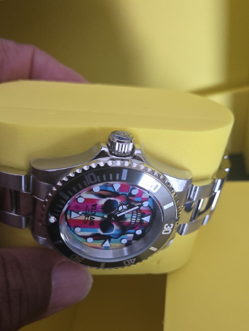 Invicta Men's Silver Watch with Multicolor Skull Dial - Picture 3 of 5